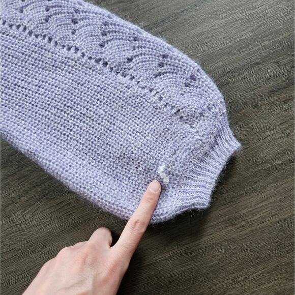 Aritzia Little Moon Purple Gardenia Pointelle Mohair Crewneck Sweater Size XXS - Picture 9 of 15